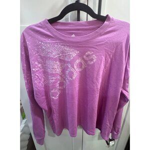 Adidas Girls  Loose Fit Long Sleeve Shirt Medium Purple